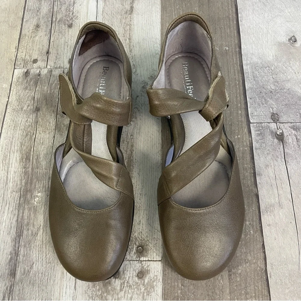 BeautiFeel Pleasure Mary Jane Leather Flats Comfort Shoes Gray 44233 - Picture 4 of 13